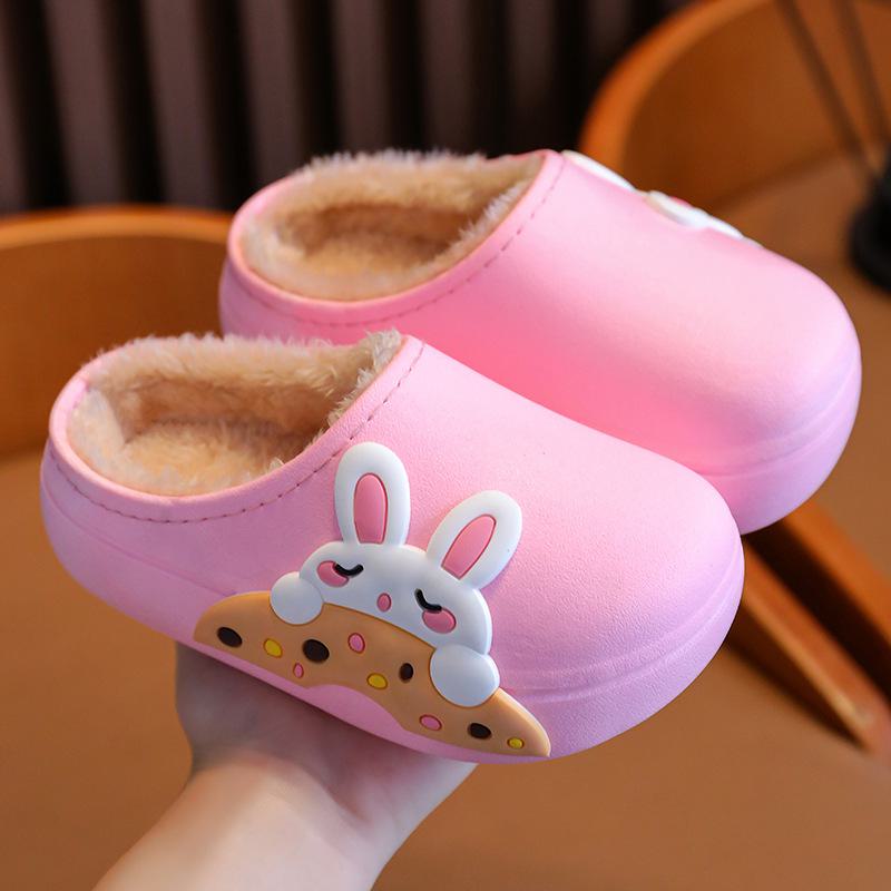 Kids Winter Cotton Slippers: Non-Slip, Warm, Waterproof, Soft Bottom Home Shoes