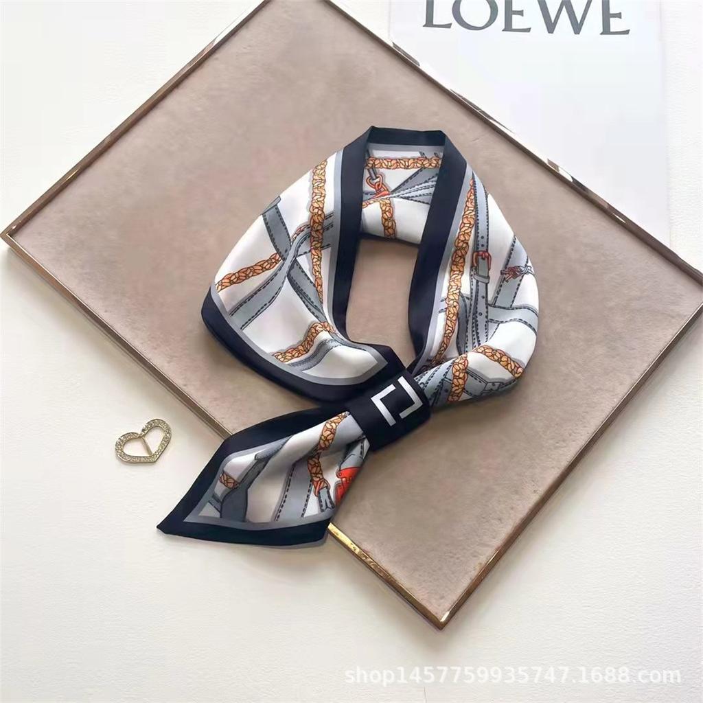 Silk Scarf Small Long Square Scarf Women'S High-End Neck Protection Scarf Professional Matching Shirt Scarf