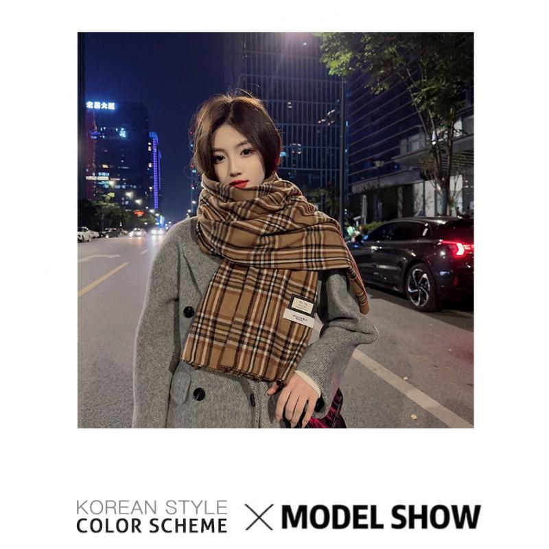 Soft Faux Cashmere Plaid Scarf Women Winter Warm Neck Wrap Student Friendly Chic Accessory