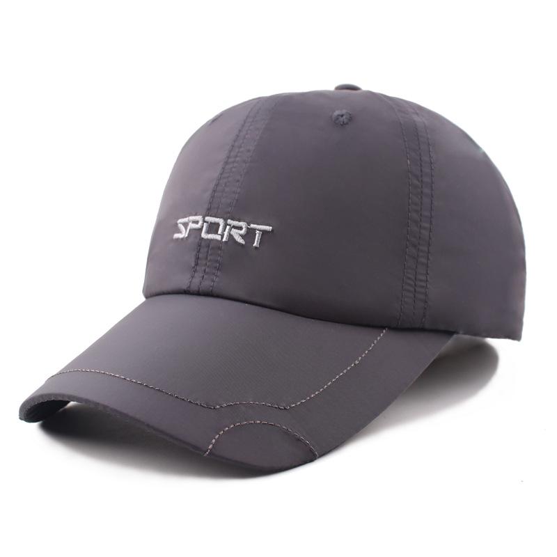 Summer Men'S Solid Color Letter Embroidery Waterproof Quick-Drying Hat Women'S Curved Brim Cap Outdoor Sun Protection Sports Baseball Cap
