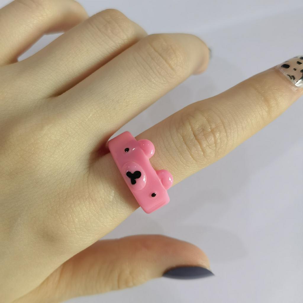 Милое и крутое трендовое кольцо из смолы с лягушкой, простое трехмерное цветное украшение, ювелирное изделие