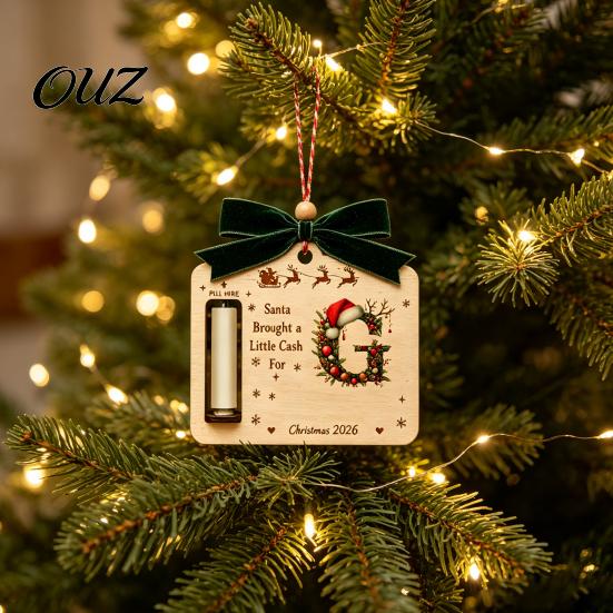 Handmade Wooden Souvenirs for Parties Personalized Letter Christmas Money Holder Cash, Alphabet Hanging Cash Gift Ornaments Classroom Activities