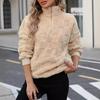 Women's Oversized Fleece Sweatshirt Winter Sherpa Pullover Long Sleeve Half-Zip Comfortable Fuzzy Warm Casual Lapel Outerwear Tops for Women