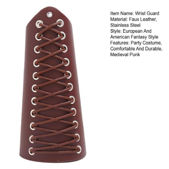 Vintage Wrist Guard Stylish Faux Leather Medieval Punk Arm Protector Lace Up Arm Belt for Parties Festivals Costume