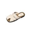 Breathable slippers women's summer wear half bag head cool slippers lazy soft knock good wear leather surface hollow non-slip black
