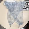 Summer new French retro printed silk scarf women's versatile neck protection sun protection long strip scarf mulberry silk light luxury rhombus scarf