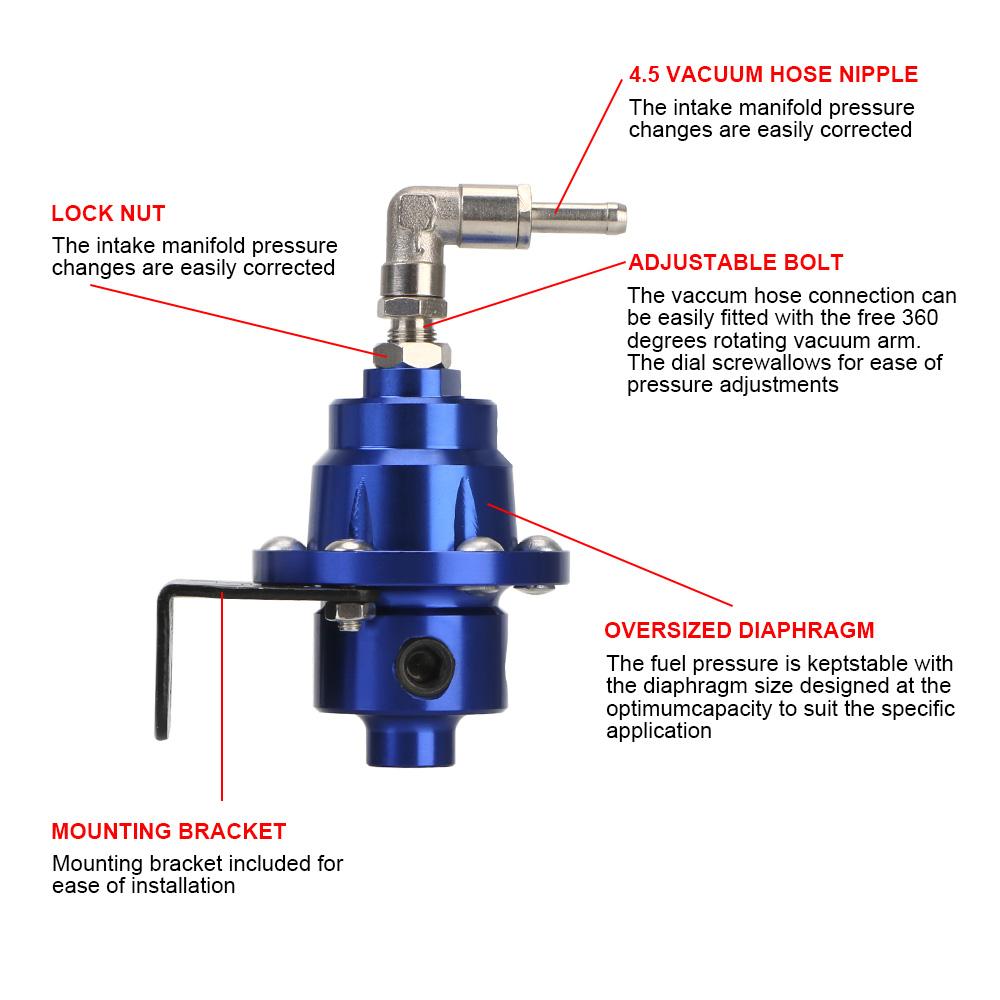 Universal Aluminum Vehicle Refitting fuel Supercharger Adjustable Fuel Pressure Regulator with Gauge Kit car Pressure Regulators 5