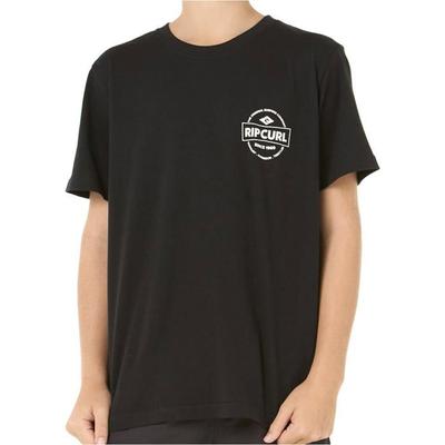Rip Curl ФУТБОЛКИ И ПОЛО ДЛЯ МАЛЬЧИКОВ M_STAPLE TEE - МАЛЬЧИК ребенок ЧЕРНЫЙ