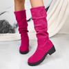 Large Size Leopard Print Suede Thick Heel Fashion Boots Women's Autumn and Winter New Fashion Versatile Wrinkled Stacking Boots