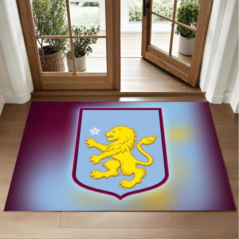Aston Villa Football Design Crystal Velvet Rug Soft Decorative Mat for Bedroom Entrance