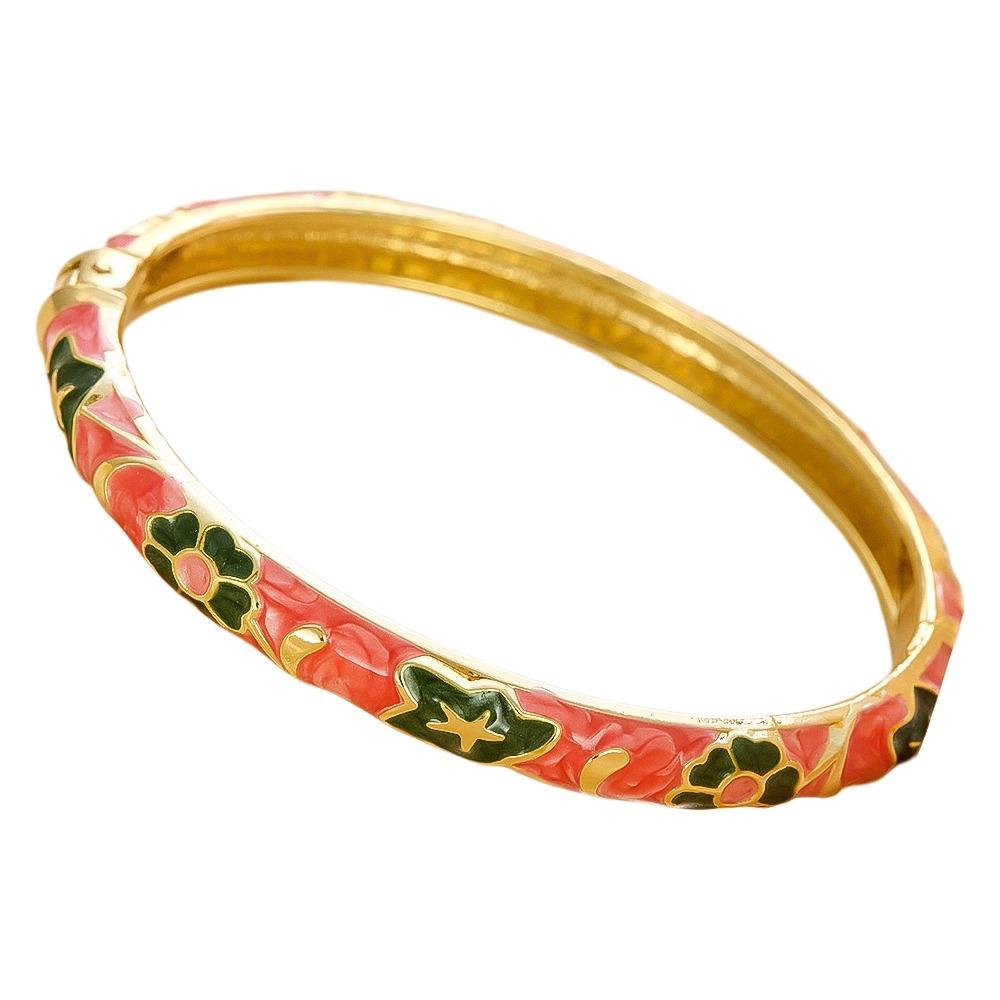 Floral Colorful Flower Bangle Traditional Women's Hand Bracelet  Jewelry Gifts