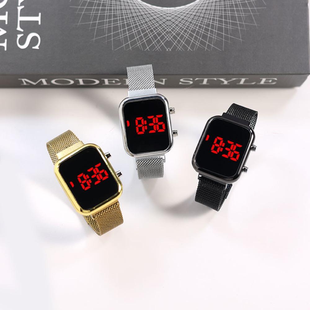 LED Lighting Screen Digital Watch Alloy LED Display Watch Electronic Wristwatch Women Men