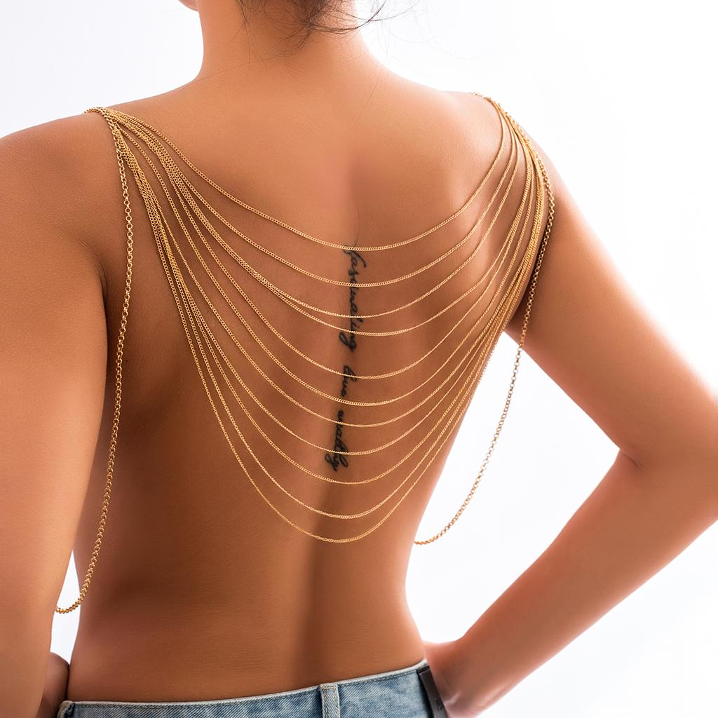 Ingemark Multilayer Tassel Lingerie Back Chain for Women Summer Bikini Sexy Bra Chest Body Jewelry Nightclub Accessories Party