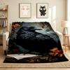 Black Raven Flannel Blanket Throw Blanket Soft Warm Sofa Bed Camping home Decor Unique Christmas Gift C926487