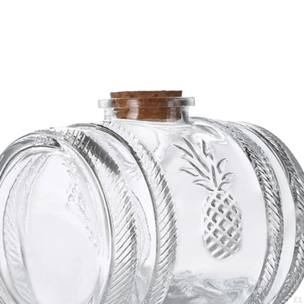 // Barrel with 1000ml Hand Blown Glass Carafe Bottles Schnapps