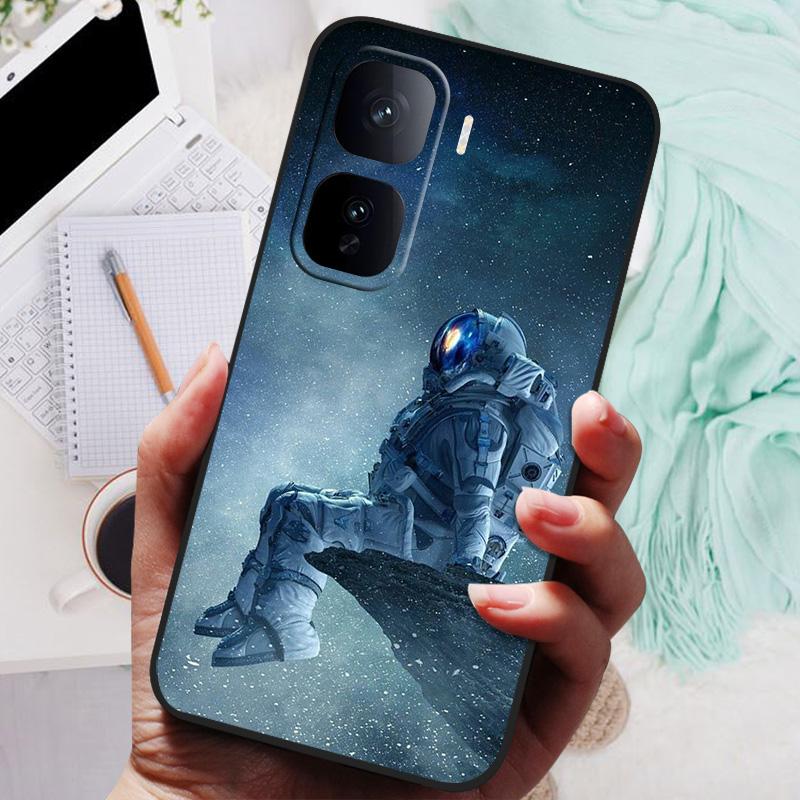 Чехол для VIVO IQOO Neo 10 Pro Черная крышка Цветы Силиконовый Мягкий Задний Чехол Для телефона vivo iQOO Neo 10 Neo10 5G 10Pro Бампер