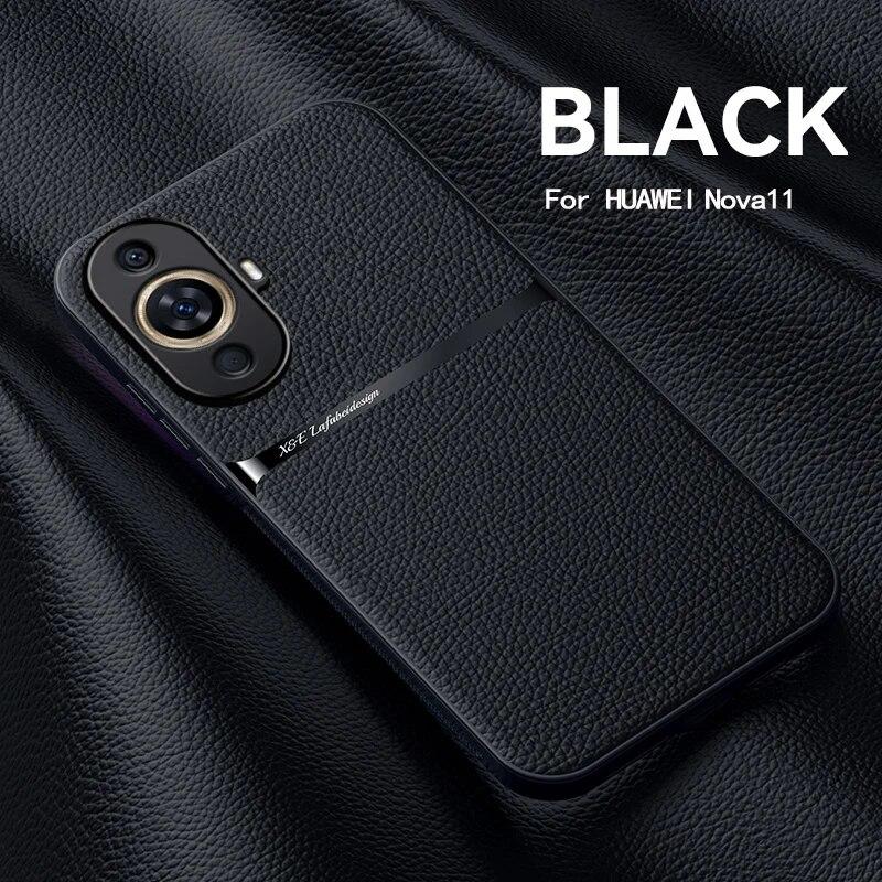 Для Hauwei NOVA 11 чехол роскошный магнитный автомобильный держатель кожаный чехол для телефона Huawei Nova 11 Pro 11Pro Nova11Pro силиконовая задняя крышка