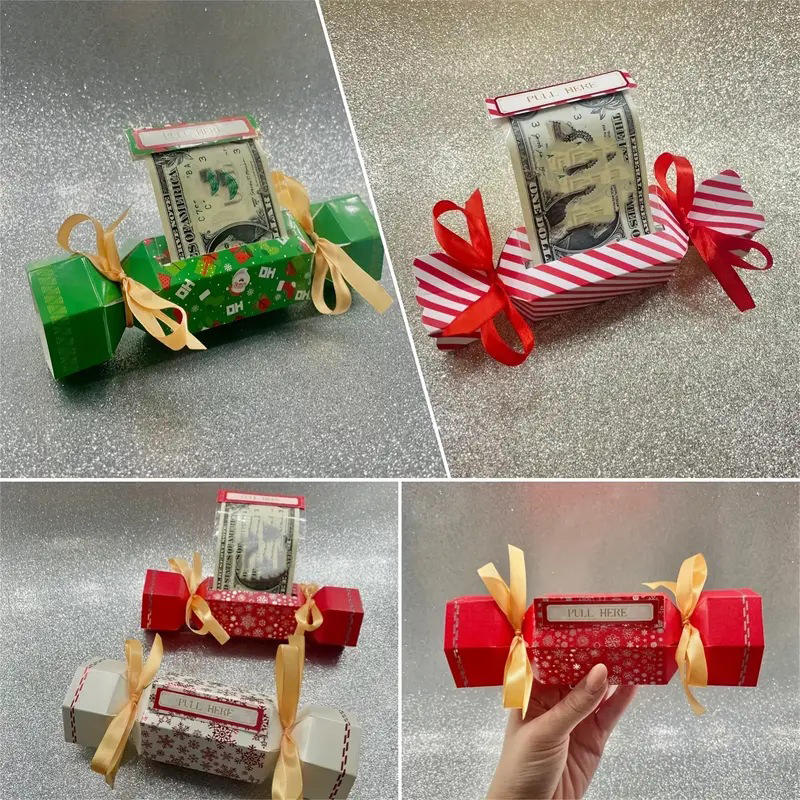 4Pcs/Pack Pull Box Christmas Candy Shape Holder Box for Cash Set Of Merry Christmas Box Cash Pull Boxes for Home Decor