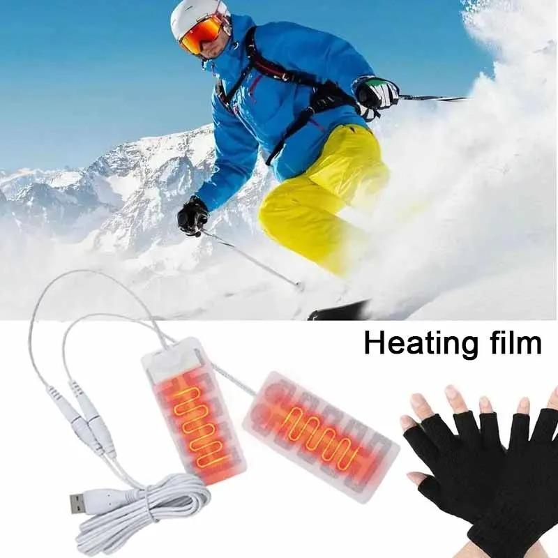 Thermal Heated Gloves USB 5V Winter Electric Heater Pads Outdoor Skis Mittens Heating Film Pad Hand Warmer Winter Sports