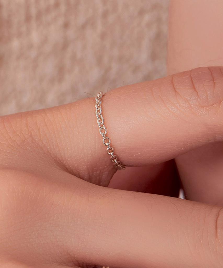 Helene Jewelry Серебряное кольцо на цепочке-имбирь из стерлингового серебра 925 пробы (Тип D)