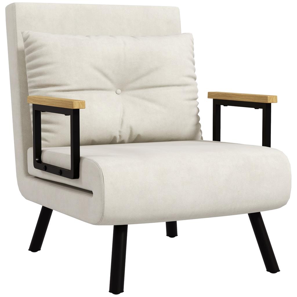 Relaxation chair in Scandi design, reclining chair, reading chair. Incl. cushion with button tufting, cream white