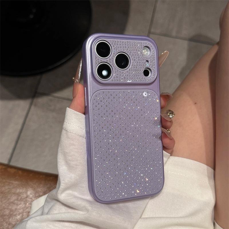 Роскошный чехол со стразами для iPhone 14/15/16/17 Pro с дизайном большого окна