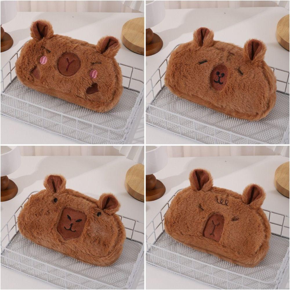 Большая вместимость плюшевая сумка для ручек Capybara, плюшевая кукла, морская свинка, сумка для ручек Student