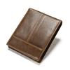 New Fashion Genuine Leather Men's Wallet Slim 2-Fold Wallet Handmade Genuine Soft Leather Multi-Functional Anti-Theft Men's Wallet with Coin Pocket
