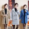 Autumn and Winter New Mother's Wear Mid Length Plaid Coat Women's Loose Imitation Mink Fleece Suit Collar Wool Coat
