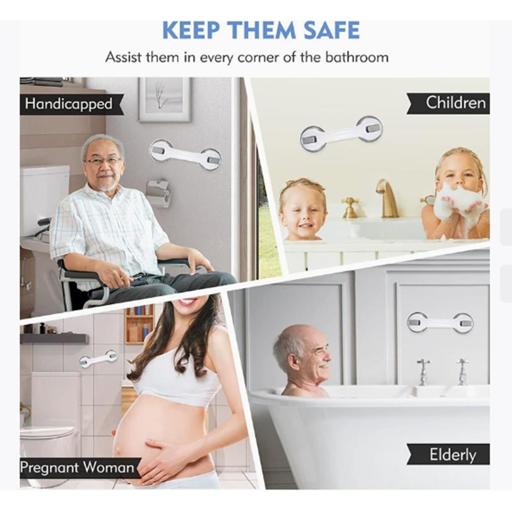 Поручни для ванн и душевых кабин Поручень с присоской, Съемные поручни для ванны для пожилых детей, Безопасный поручень для ванной комнаты Не требует сверления Водонепроницаемый