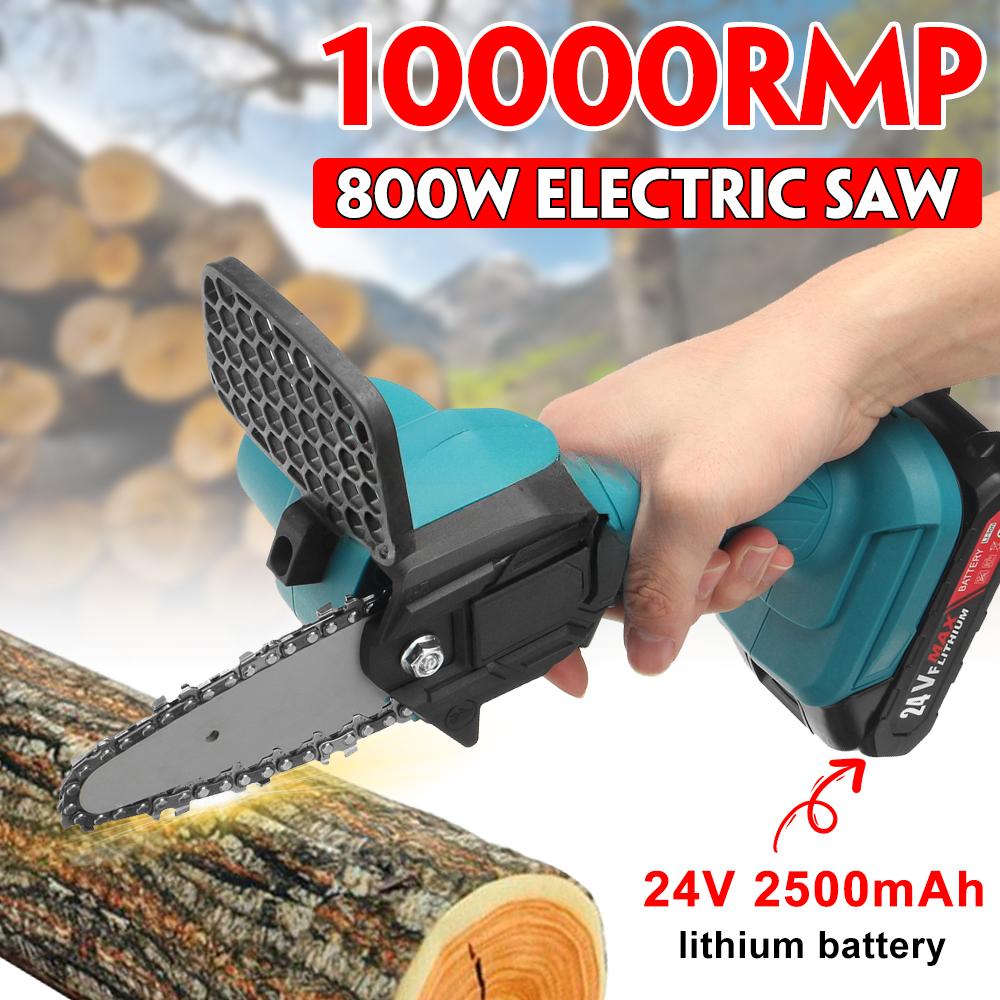 4-дюймовая мини-аккумуляторная электрическая цепная пила 24 В литиевая батарея зарядное устройство портативная аккумуляторная садовая пила для заготовки дров деревообрабатывающие инструменты