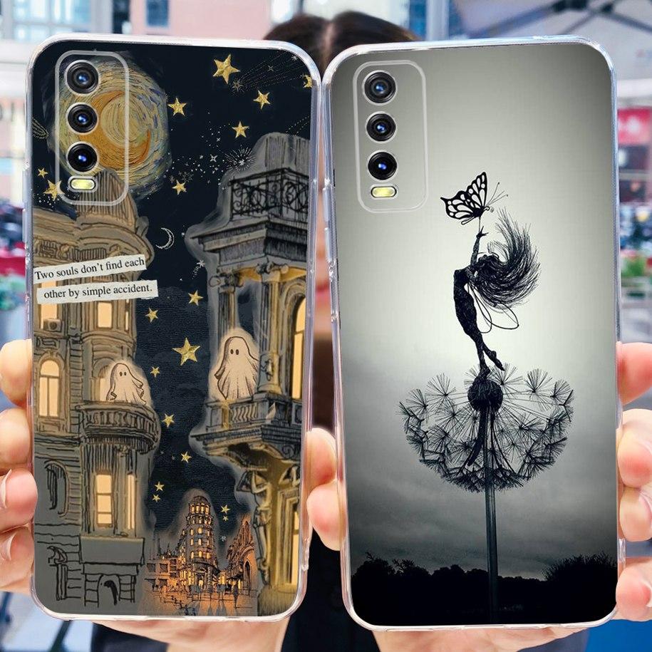 Для Vivo Y11s Y12s Чехол V2028 V2026 V2033 Популярный Цветок Прозрачная Силиконовая Задняя Крышка Для Vivo Y20 Y20i Y20s V2029 V2027 V2032 Funda