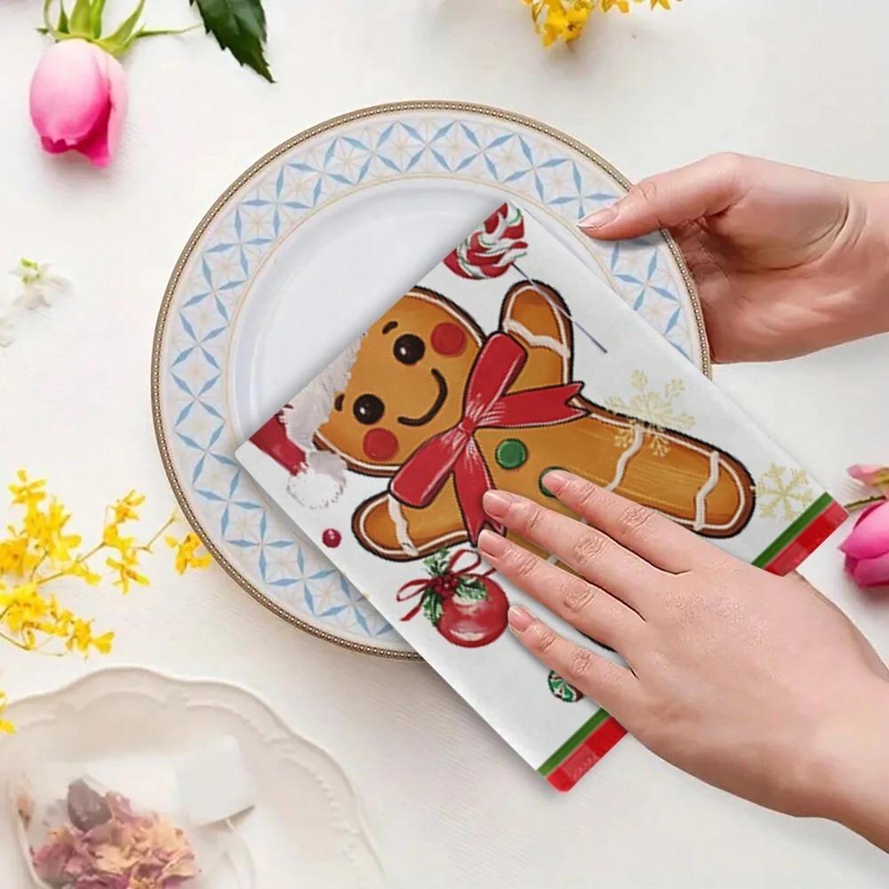Christmas Printed Microfiber Dish Cloths, Creative Kitchen Table Cleaning Towels Christmas Home Decor