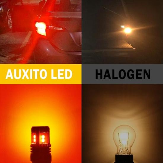 AUXITO 3157 3156 Pure Red LED Turn Signal Parking Light Bulb Error Free 2PCS