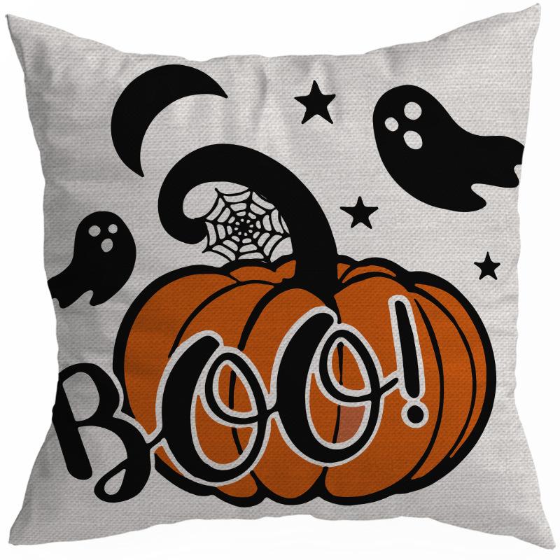New Style 45x45cm Halloween Cushion Cover Linen Pillowcase Pumpkin Grimace Print Festival Party Decorative Pillow Covers, 1PC