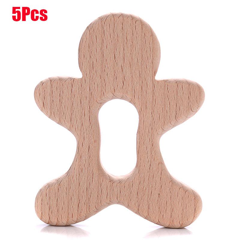 5 шт. Детские животные Буковое дерево Прорезыватель Грызуны Цветы Облака Маленькие палочки Деревянный прорезыватель для детской цепочки для соски Игрушки для жевания
