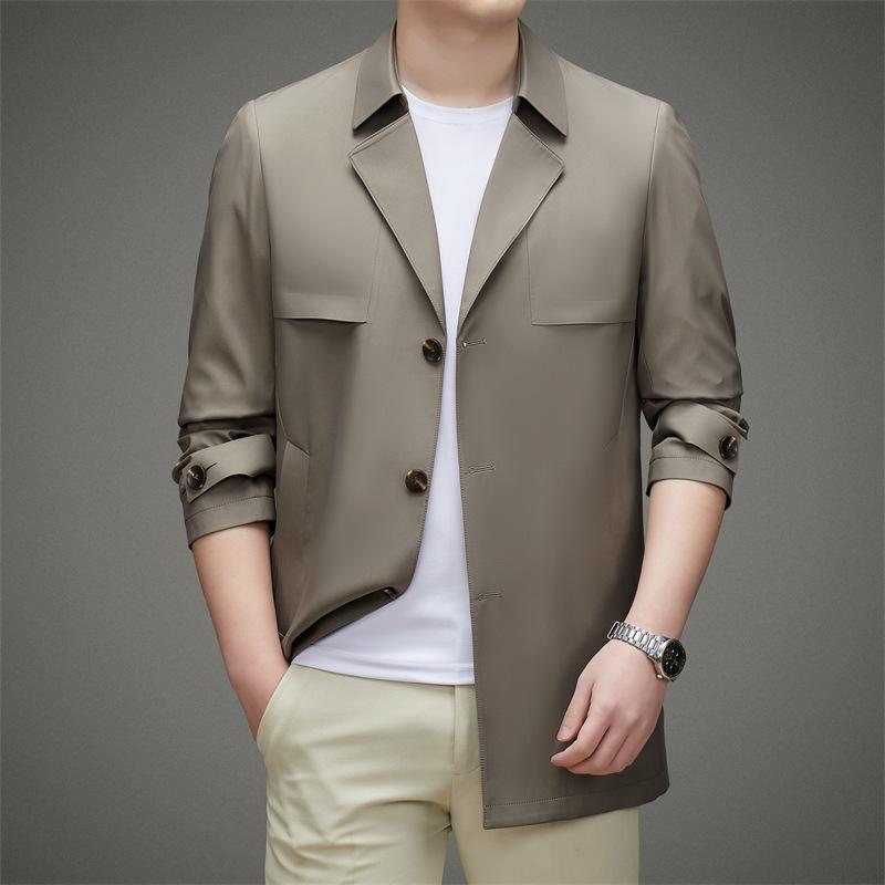Fashionable Long-sleeved Jacket for Men In Spring New Fashion Trendy and Versatile Mid-length Korean Style Loose Solid Color Top