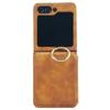 For Samsung Galaxy Z Flip7 5G Case Card Holder Ring Holder Kickstand PU+PC Phone Cover with Chain
