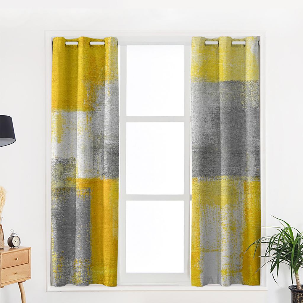 Картина маслом Абстрактные геометрические желтые занавески на окна Домашний декор Занавески для гостиной Ванная комната Спальня Оконные занавески