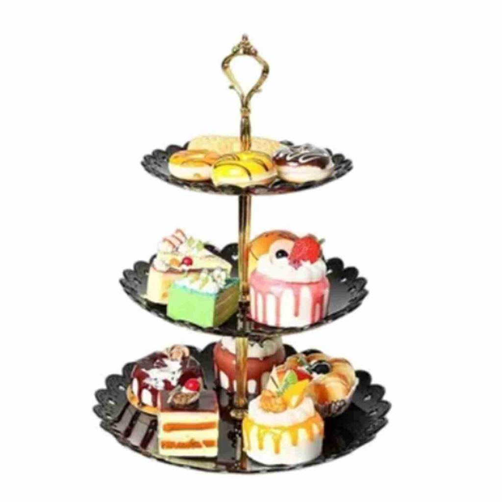 3-х уровневая подставка для десертного подноса, роскошная пластиковая фруктовая тарелка, стойка для торта для гостиной, свадьбы C