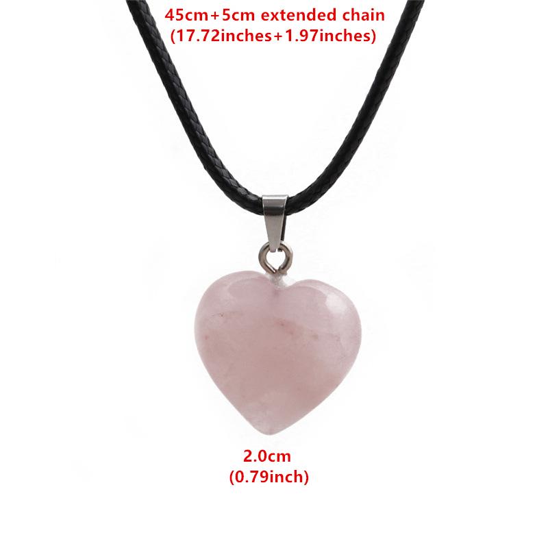 Модное розовое розовое кварцевое кристаллическое сердце, кулон, кожаная цепочка, ожерелье для женщин, счастливый натуральный камень, целебные украшения, подарки подруге