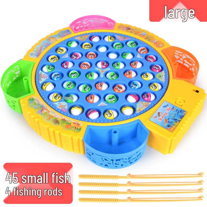 Electric Rotating Music Fishing Toy Set for Kids - Boys & Girls