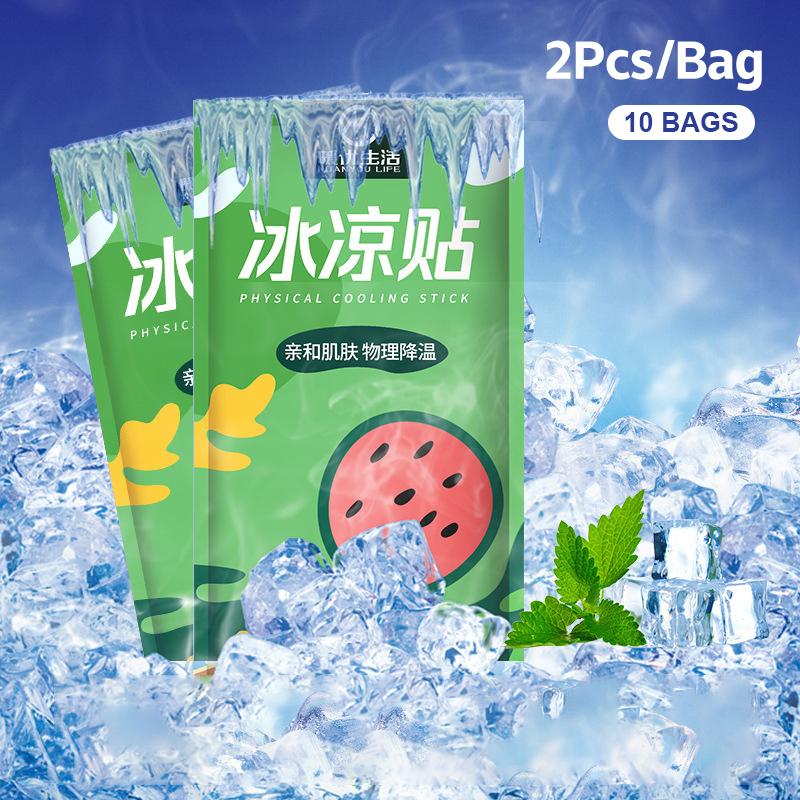 10Pcs Summer Cool Paste Fruit Flavor Ice Paste Cooling Stickers Cool Heat Prevention Stickers Multi-Purpose Portable Cool Paste