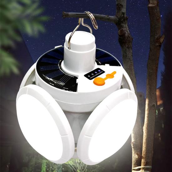 Folding Solar Lamp with Remote Control 5 Modes Adjustable Foldable LED Lantern with Hook USB Rechargeable Waterproof Camping Hanging Solar Light