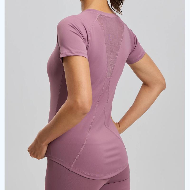 Summer New Style Mesh Yoga Short Sleeved Women Shaping Quick Drying Breathable Sports Fitness Tops Female