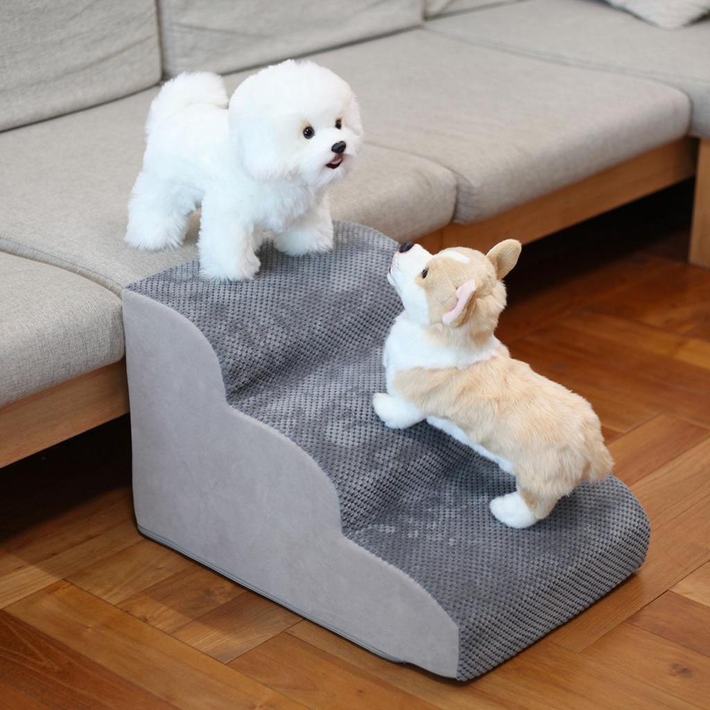 3 Steps Dog Stairs Cat Ladder Non Slip Portable Soft Removable Cover Breathable Puppy Ramp