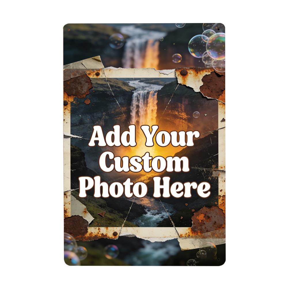 Custom Photo Tin Sign 20x30cm Personalized Metal Wall Art For Home Cafe Office Birthday Gift