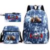New Schoolbag Animation Three-piece Set Heat Transfer Schoolbag Small Shoulder Pencil Bag Primary and Secondary School Students Backpack