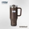 1200 мл Tyeso Вакуумная бутылка с ручкой из нержавеющей стали, автомобильная кружка, термокружка с соломинкой для горячей и холодной воды, дорожный стакан-термос с наклейкой-глазом
