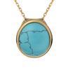 [R5608] - Artisan Silver Pendant 'Meghan' Turquoise Gold - 13x10 Mm